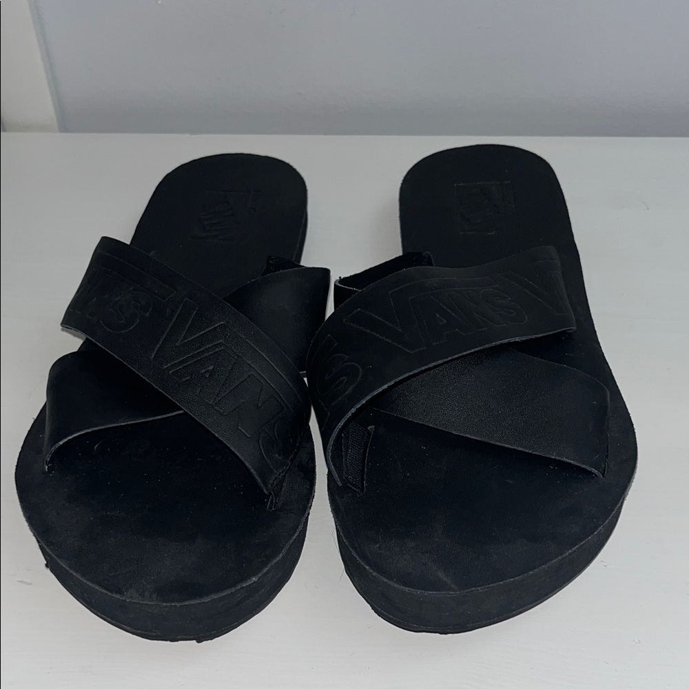 Vans Women's Black Cross-Strap Slides